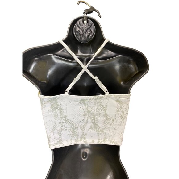 White Snake Print Two-Piece Set - Crop Top & High-Waisted Leggings Size Large - Picture 4 of 7